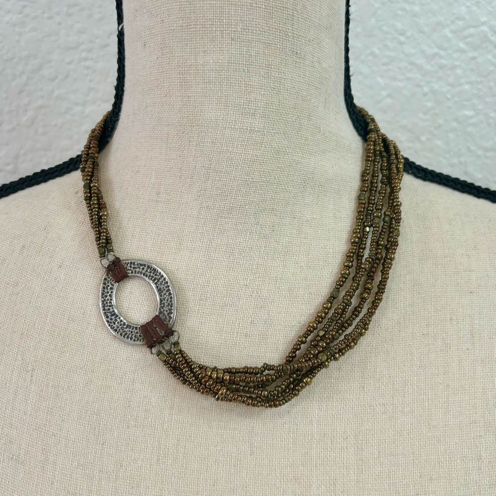 Silpada Bronze Bead Necklace Sterling Silver Seed Beads Multi Strand N1785